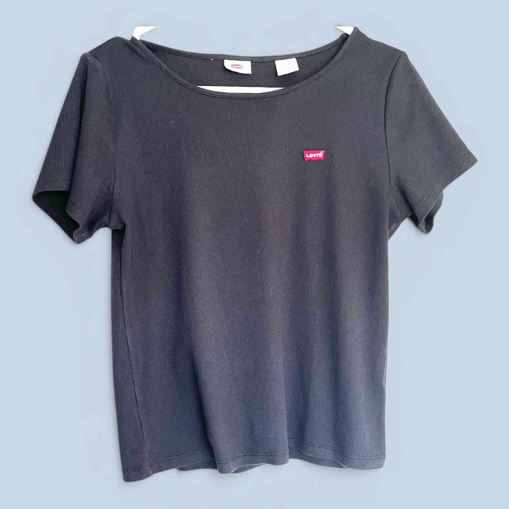 Levi's Black Ribbed Tee Size Large